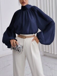 Firerie 純色立領燈籠袖休閒襯衫