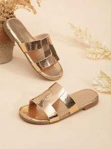 Zapatillas Elegantes Y De Doble Cara Para Exteriores En Color Champagne Para Chicas - Champán - Ver 6