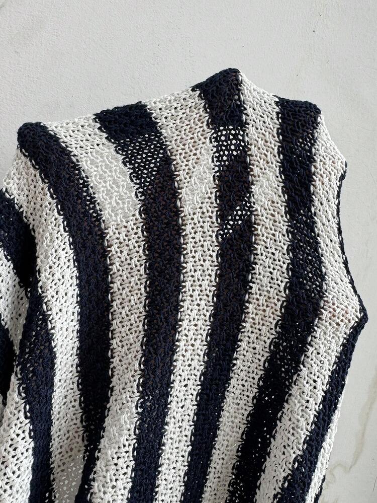 Striped Halter Neck Sweater Dress