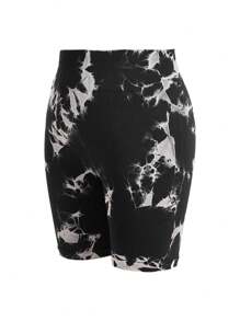 Easithlete Plus Size Tie-Dye Sports Shorts Legging Shorts - Multicolor - View 13