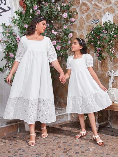 Mulvari Vestido Con Escote Cuadrado De Color Liso De Talla Grande Para Mujer