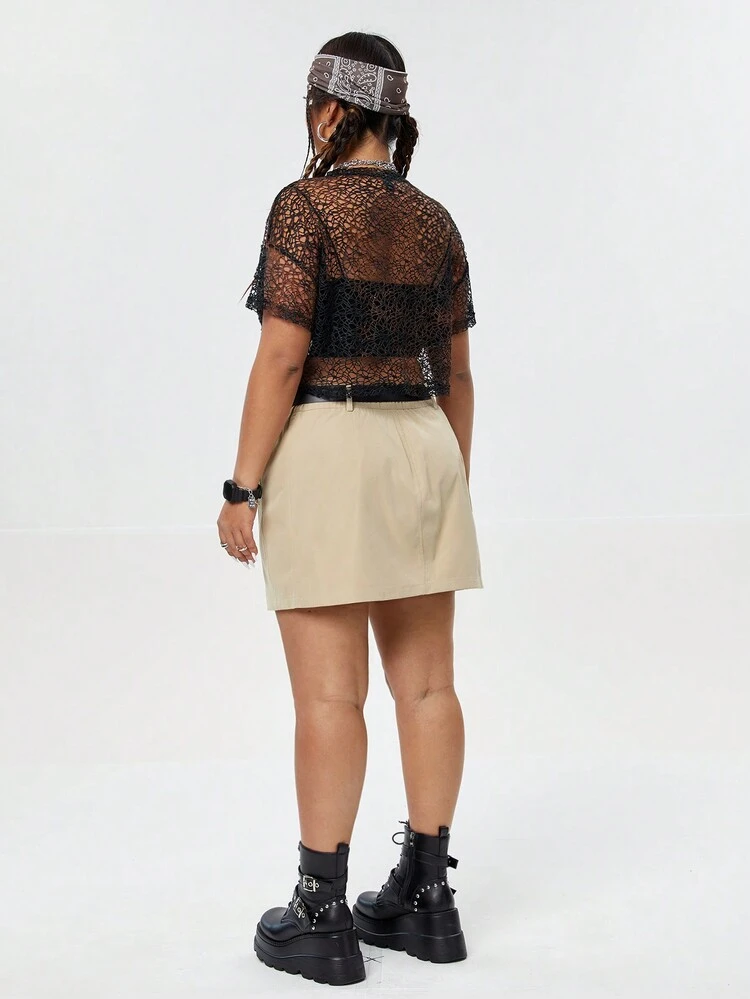 Plus Size Women's Vintage Workwear Slim Fit Casual Skirt