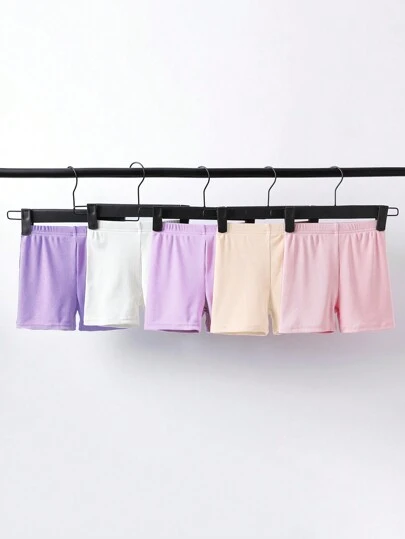 Sommar Nyfödd flicka 5 st/set Enkel Enkel Elastisk Midja Enfärgad Lös Shorts