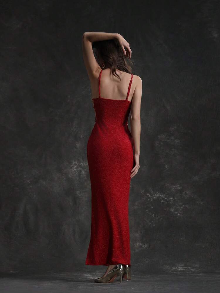 Women's Slim Fit Spaghetti Strap Dress With Circular Rings