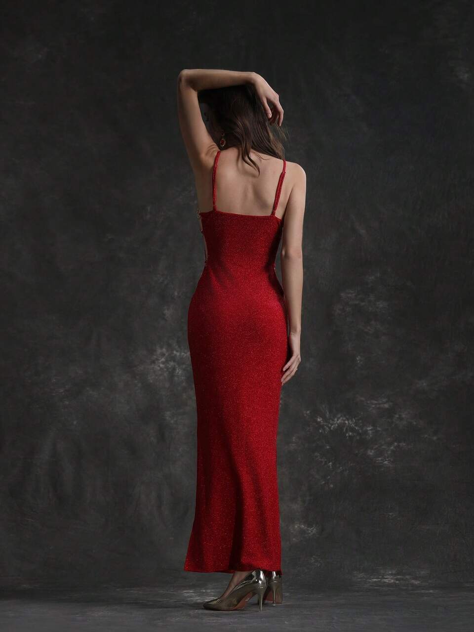 Women's Slim Fit Spaghetti Strap Dress With Circular Rings