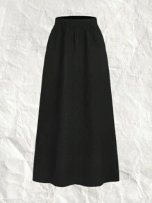 SHEIN EZwear Falda de mujer tejida en color negro - Negro - Ver 1