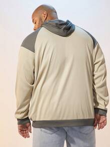 Mainfolk Sudadera casual con cordón y bloques de color en parches para hombres de talla grande, para otoño e invierno - Multicolor - Ver 6