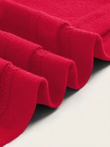 SHEIN MOD Áo thun nữ hở vai tay ngắn hở lưng đa năng thoải mái, phù hợp cho mùa hè - Đỏ - Xem 4