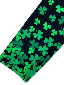 SHEIN LUNE Của phụ nữ Eo đàn hồi Cỏ ba lá Mẫu Xà cạp - màu đen - Xem 3