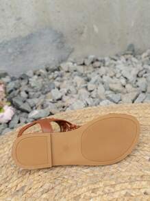 Women's Fashion Woven Beach Leisure Holiday Slip-On Sandals, Summer