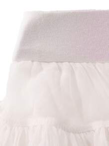 Young Girl' Elegant White Tulle Puff Skirt, Suitable For Spring, Summer, Autumn, Matching With T-Shirts Or Blouses For A Lovely, Sweet Look, Great For Outings, Parties And Gatherings - White - View 4