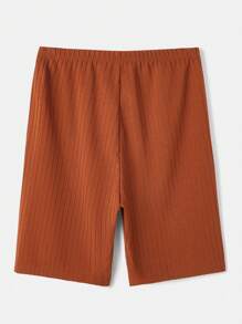 SHEIN LUNE 女性實色肋紋短褲襪 - 彩色 - 查看 12