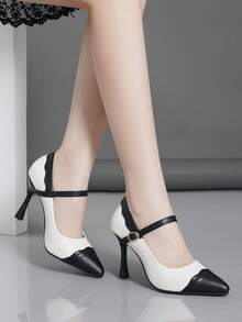 2024 新款春夏尖头细跟女士高跟鞋，低帮系带扣正装鞋 - 彩色 - 查看 4