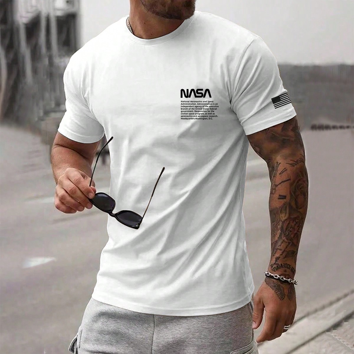 Camiseta Con Cuello Redondo Para Hombre Con Estampado De Lema