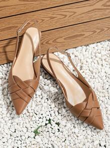 Brown Round Toe Flat Party Shoes (Random Upper)