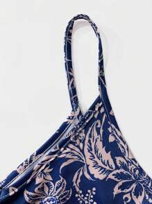 Kleid mit Pflanzendruck, Trägerkleid, lässig, Urlaubskleid - Königsblau - Übersicht 3