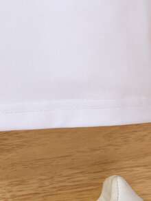 SHEIN 男童春夏季休閒色塊短袖Polo衫，百搭風格 - 白色 - 查看 3