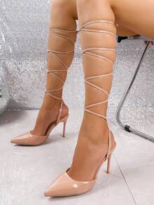 女款裸色高跟鞋,粉紅色尖頭 - 藕粉色 - 查看 4