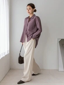 Dazy-Less Casual Business Style Striped Long Sleeve Shirt,Fall Clothes