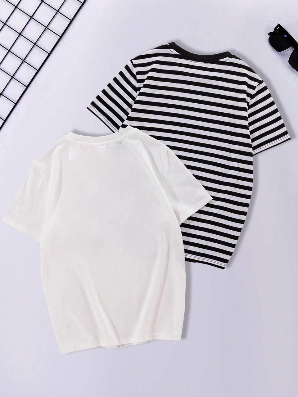 Tween Boys' Loose Fit College Style Round Neck Short Sleeve T-Shirts, 2pcs/Set