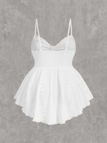 SHEIN EZwear 白色針織加大尺碼女士褶皺背心上衣