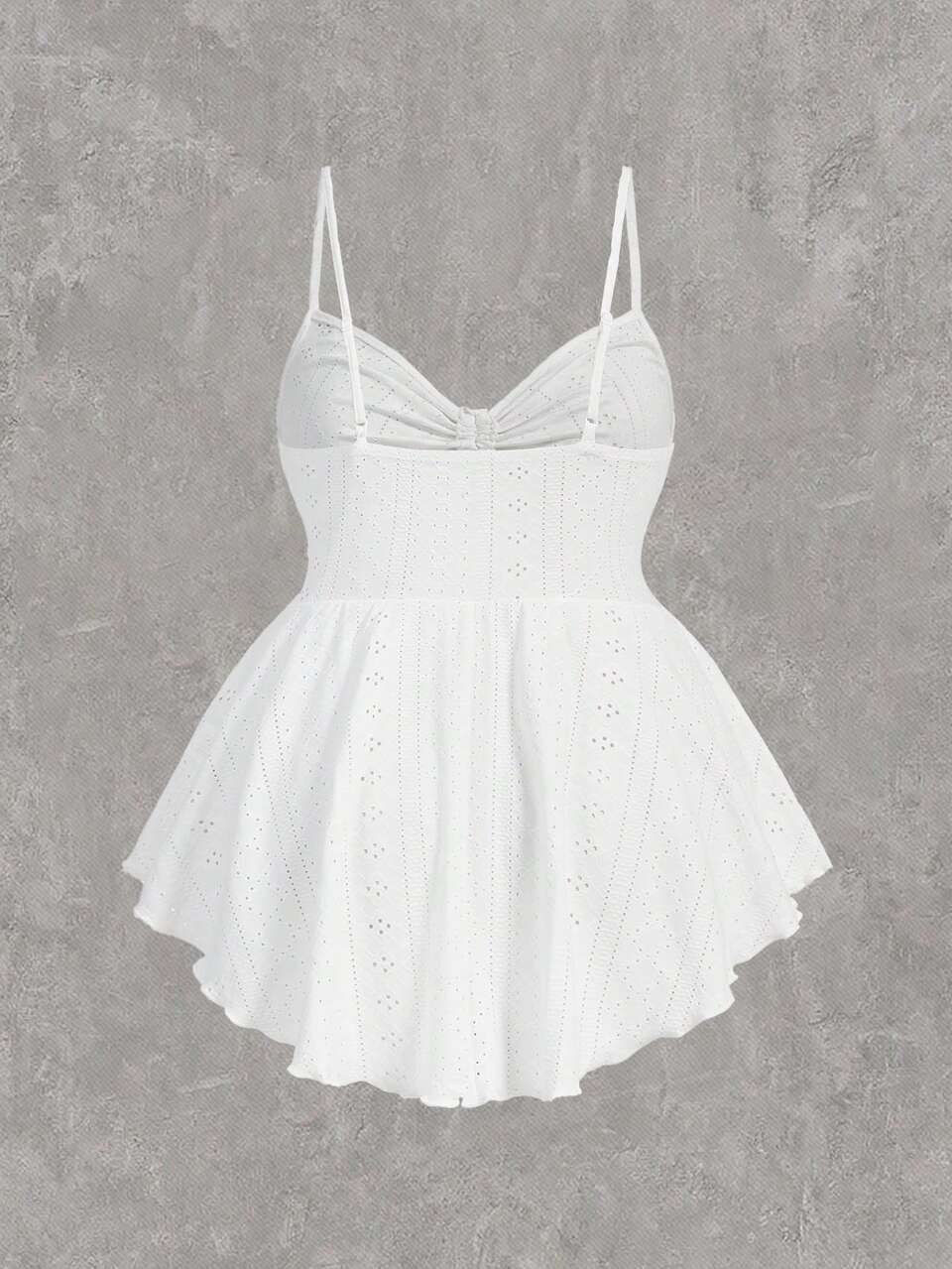 White Knitted Plus Size Women's Pleated Camisole Top