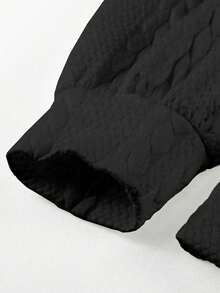 SHEIN LUNE Plus Size Solid Color Drawstring Sweatshirt - Black - View 3