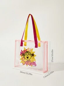 Mr Men Little Miss X SHEIN Bolsa De Praia Transparente Rosa Com Cartoon, Para O Dia Da Mulher