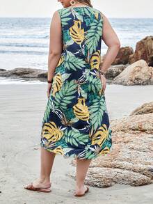 EMERY ROSE Kích thước lớn Của phụ nữ Nhiệt đới In Nút Trang trí Đầm - Nhiều màu - Xem 2