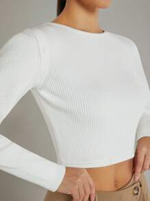 Hauture Detachable Sleeve Button Ribbed Top - White - View 4