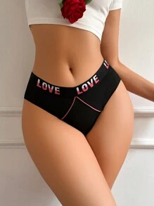 EasyFave Damen Triangle Briefs mit Sport-Taillenband mit Jacquard Buchstabenmuster