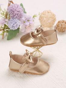 0-1 Years Old Infant Cute Bow Decor Flat Shoes - Gold - View 5