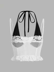 SHEIN Sweetina 女士拼布蕾丝和网眼吊带背心 Y2k 上衣 - 彩色 - 查看 1