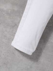 SHEIN Young Boy High Stretch White Jeans With Cargo Pocket - White - View 6
