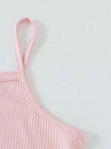 Tween Girls' Spring New Simple Pink Shorts And Round Neck Short-Sleeved Top And Camisole Pajama Set - Pink - View 5