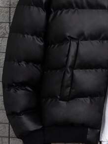 EURMUSE Men's Hooded Padded Jacket With Fur Collar - Black - View 5