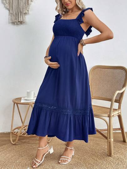 SHEIN Maternity Square Neck Cap Sleeve Dress
