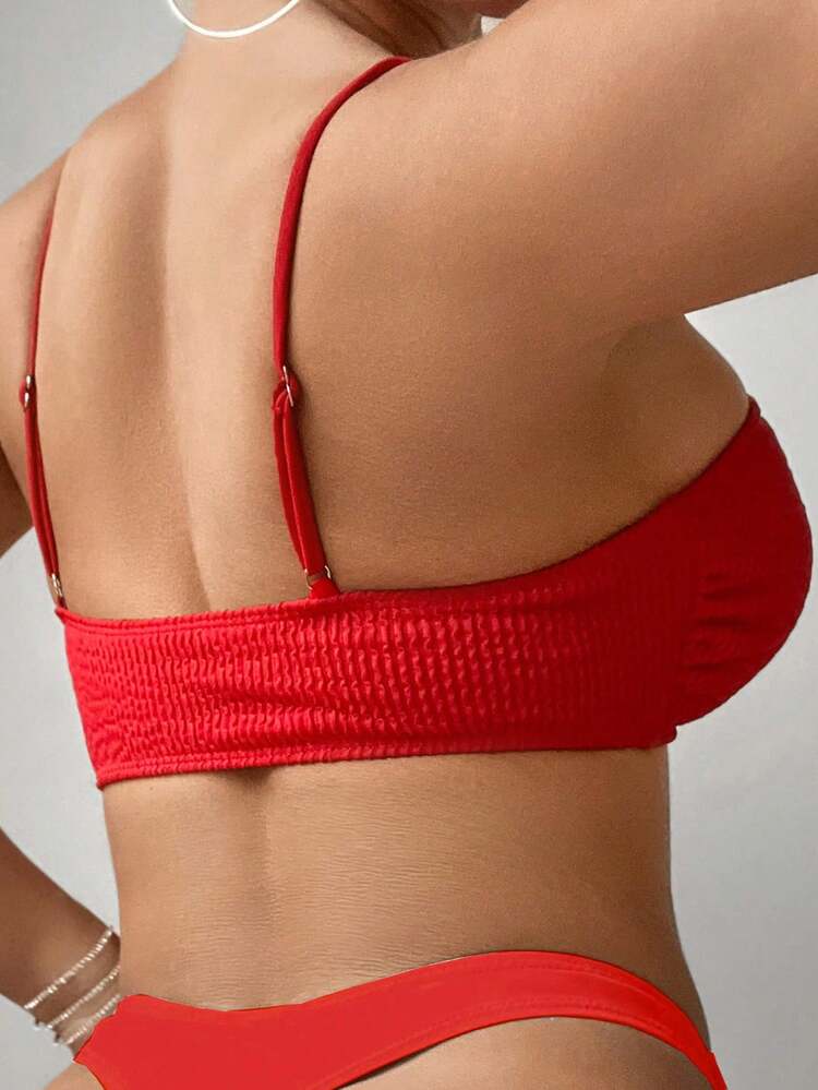 Holiday Ruffled Thin Strap Bikini Top Summer