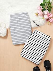 女童条纹裙两件套 - 白色 - 查看 2