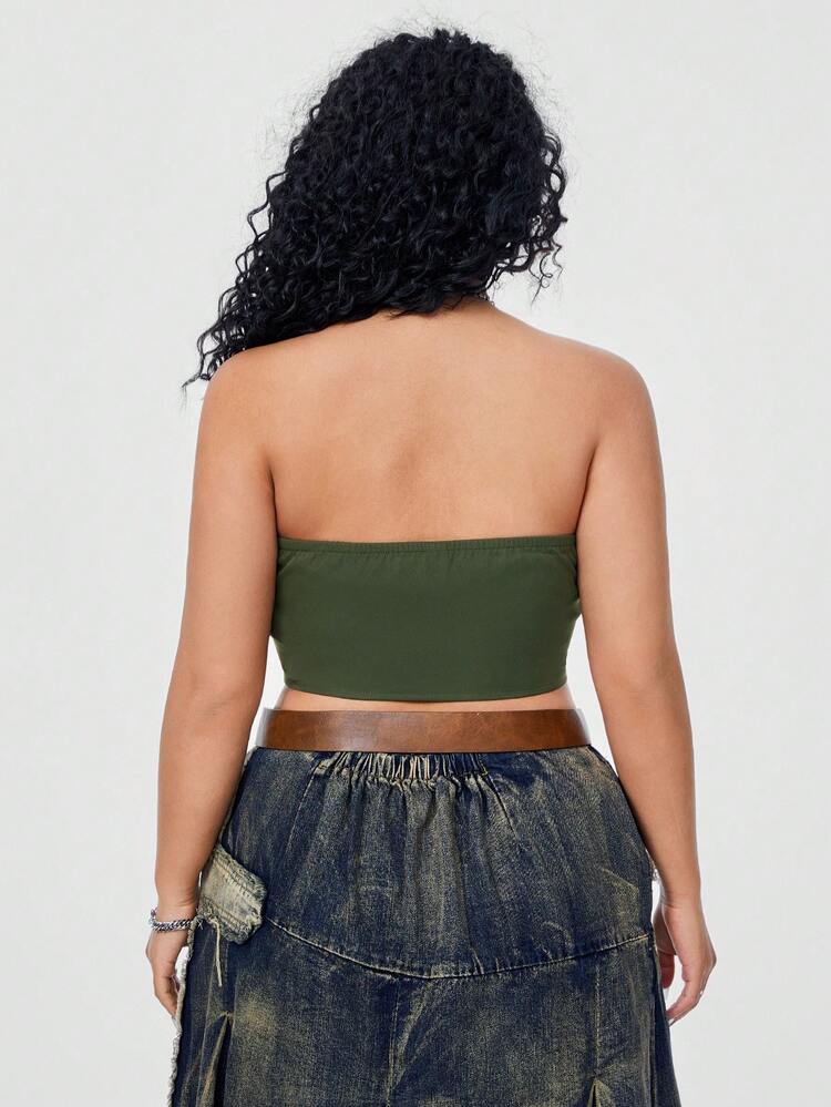 Plus Size Music Festival Cropped Casual Workwear Women's Tube Top