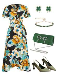 SHEIN Clasi Women'S Floral Printed Ruffle Hem Dress - Multicolor - View 1