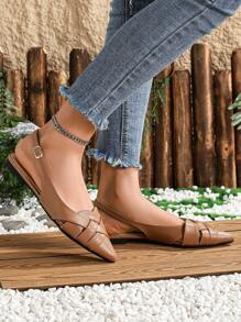 Brown Round Toe Flat Party Shoes (Random Upper)