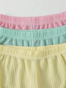 SHEIN LUNE 純色休閒背心上衣和彈性腰帶短褲套裝 - 彩色 - 查看 5