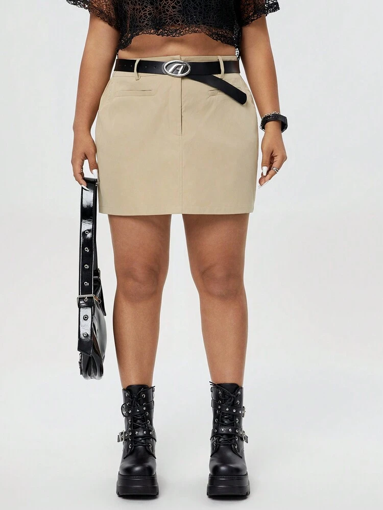 Plus Size Women's Vintage Workwear Slim Fit Casual Skirt