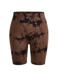 Easithlete Plus Size Tie-Dye Sports Shorts Legging Shorts - Multicolor - View 10