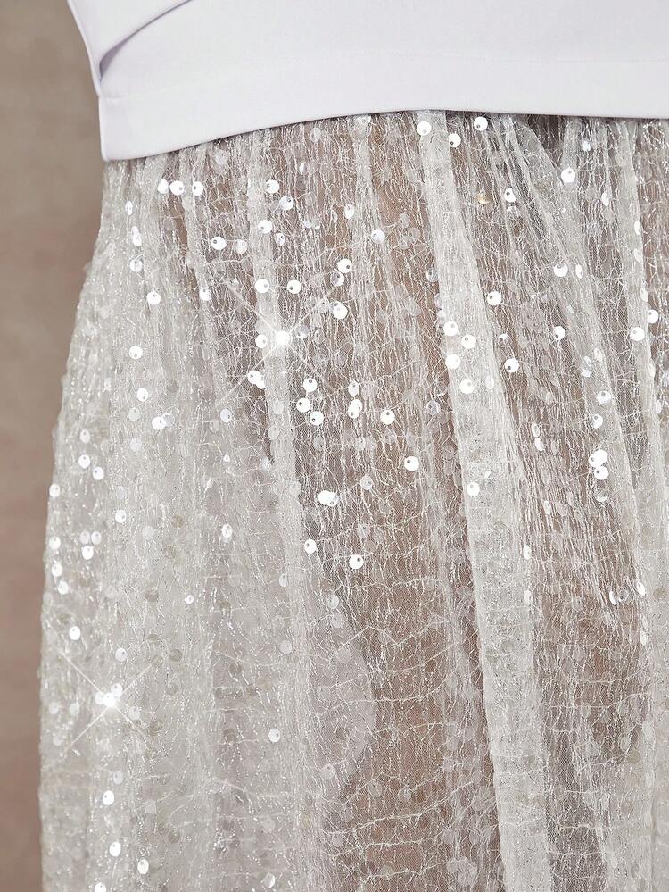 Sequin Mesh Hem Tube Panel Dress