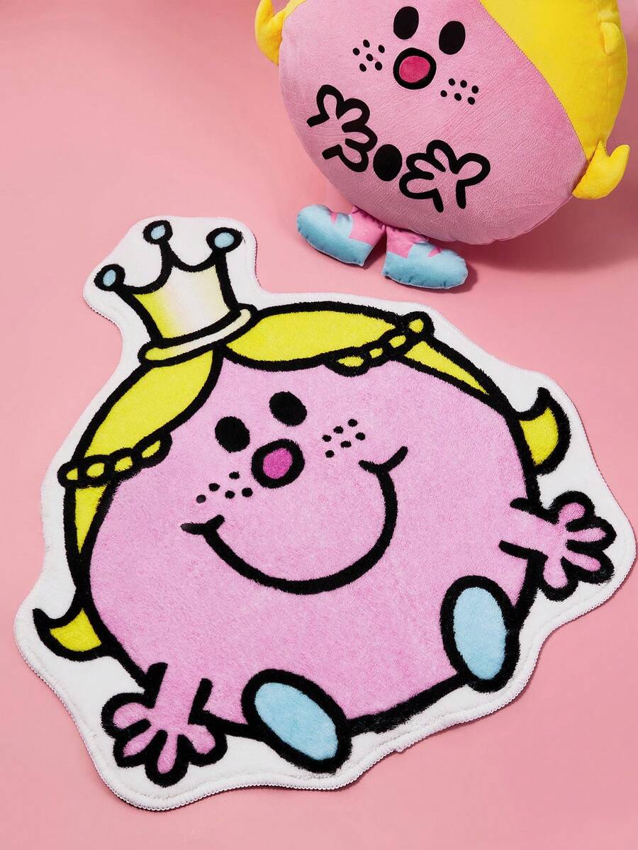 Mr Men Little Miss X SHEIN 1pc Cartoon Princess Design Pink Rug - Yellow - View 1