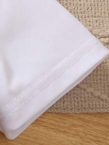 SHEIN 男童春夏季休閒色塊短袖Polo衫，百搭風格 - 白色 - 查看 4