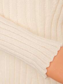 Calvaya Vestido Tipo Suéter De Manga Larga Con Cuello Levantado Para Mujer - Beis - Ver 5