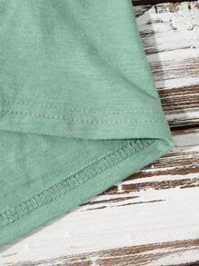 SHEIN Essnce Lỏng lẻo Phù hợp lễ Phục sinh Con thỏ & Hình hoa Vòng cổ Ngắn tay Áo thun , Hoàn hảo Cho mùa hè - màu xanh lá - Xem 3